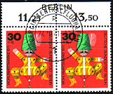 Berlin MiNr. 414 Paar gestempelt Oberrand Zudruck Berlin